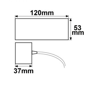114170_skizze Deckenbaldachin eckig weiß inkl. 2-poliges Stoffkabel 1,5m mit Gegenverschraubung
