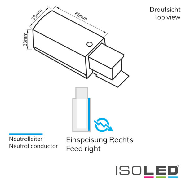 3-Phasen S1 Seiten-Einspeisung N-Leiter rechts, Schutzleiter links, weiß