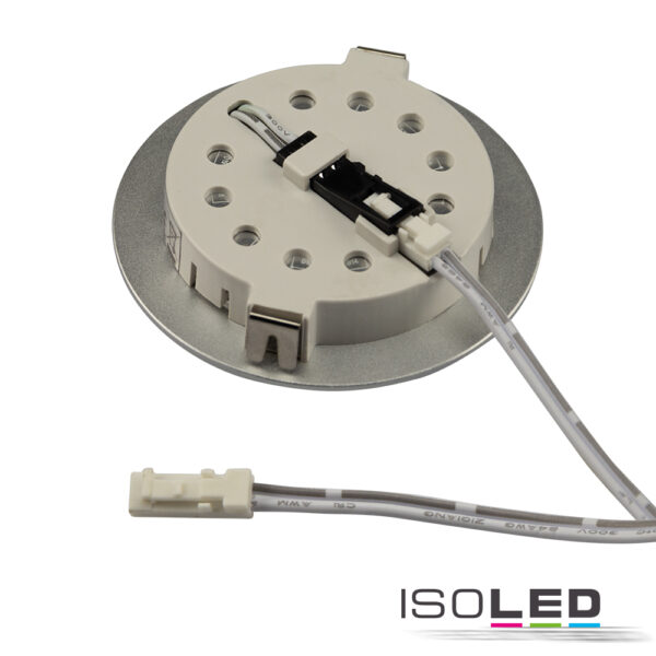 LED Möbeleinbaustrahler MiniAMP silber, 2W, 24V DC warmweiß 3000K, dimmbar