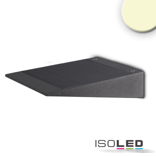LED SOLAR Wandleuchte mit HF-Bewegungs- u. Helligkeitssensor, 2W, IP54, warmweiß