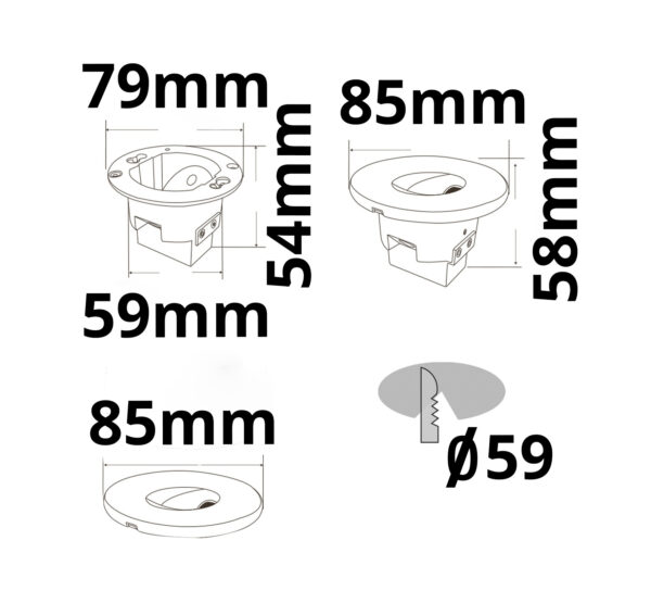 LED Wandeinbauleuchte Sys-Wall68 MiniAMP 24V, 3W, 4000K, inkl. Einputzdose (exkl. Cover)