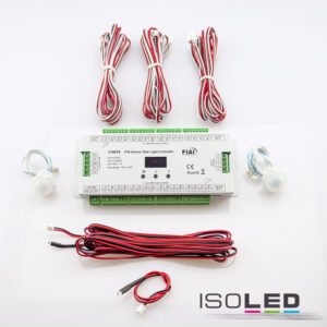 114910_2 Treppen-Effekt PWM-Dimmer 5-24V DC, 32x1A + SPI-Output, 2 PIR Sensor + 2 Push-Tast Eingänge