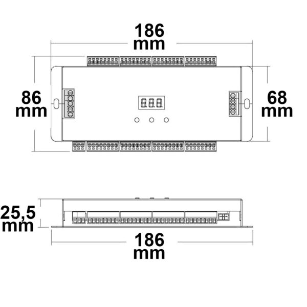 Treppen-Effekt PWM-Dimmer 5-24V DC, 32x1A + SPI-Output, 2 PIR Sensor + 2 Push-Tast Eingänge