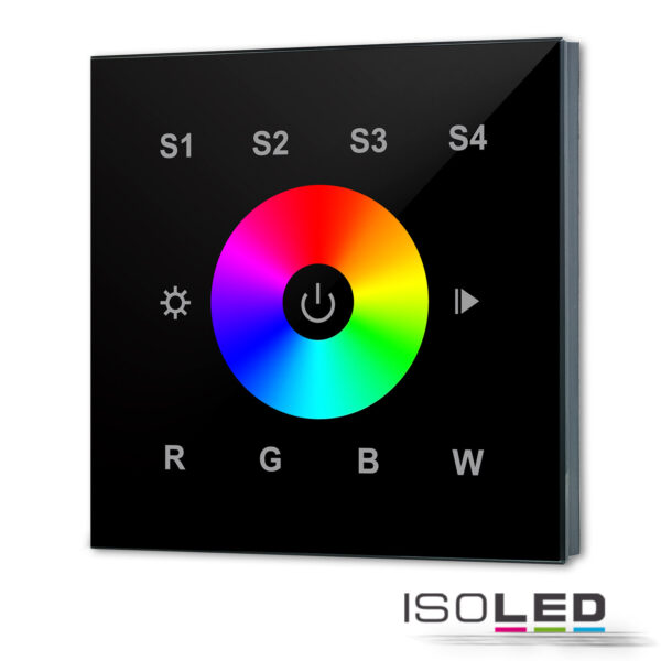 DALI DT8 RGB+W 1 Gruppe Einbau-Touch Master-Controller, schwarz, 230V AC oder DALI-Bus Spannung