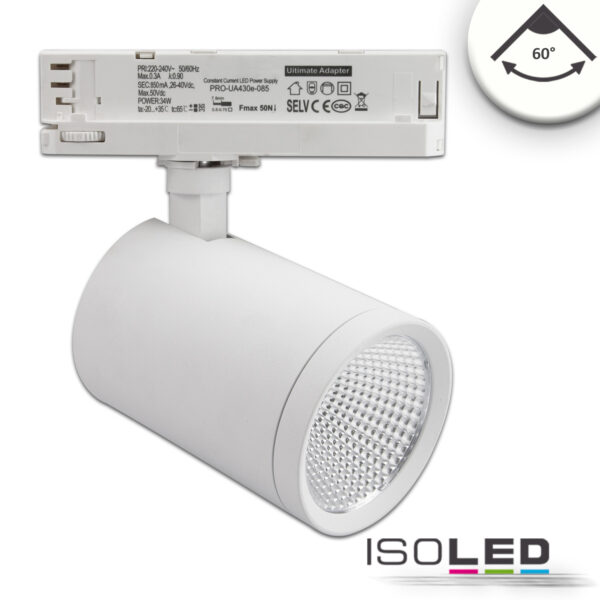 3-Phasen Schienen-Strahler, 35W, 60°, weiß matt, 4000K, CRI90