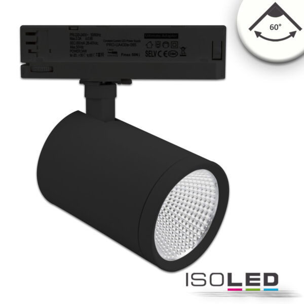 3-Phasen Schienen-Strahler, 35W, 60°, schwarz matt, 4000K, CRI90