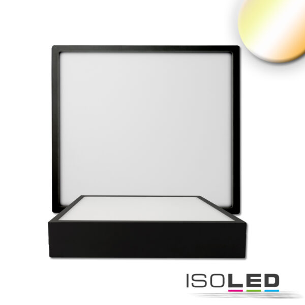 LED Deckenleuchte PRO schwarz, 24W, eckig, 225x225mm, ColorSwitch 2700|3000|4000K, dimmbar