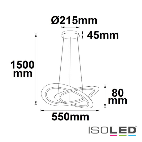 LED Hängeleuchte Design 600, schwarz, 40W, rund, 3000K, dimmbar