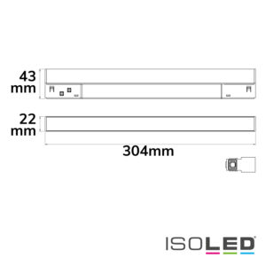 116076_skizze Track48 Linearleuchte 30cm schwarz, 10W, 120°, 48V DC, 3000K,CRI90, Line+