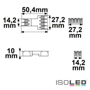 116147_skizze Durchgang Steckverbinder 2-polig Input, 2x2-polig Output, 0,5-2,5mm², max. 250V/10A