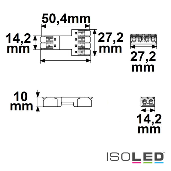 Durchgang Steckverbinder 2-polig Input, 2x2-polig Output, 0,5-2,5mm², max. 250V/10A
