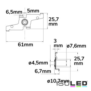 116780_skizze Track48 Montageclip für Track48 Aufbauschienen, weiß, 2 Stück