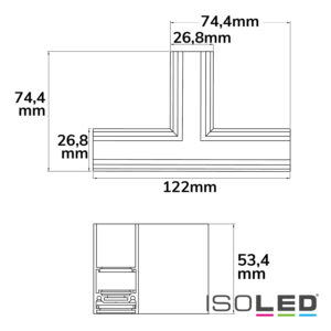 116784_skizze Track48 T-Schiene horizontal für Aufbauschiene, weiß, nicht stromführend