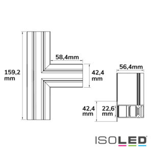 116786_skizze Track48 T-Schiene horizontal für Einbauschiene, weiß, nicht stromführend