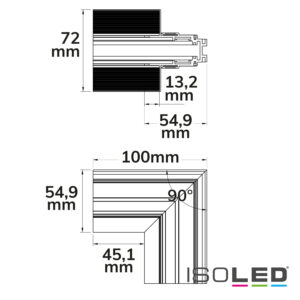 116790_skizze Track48 Eckschiene 90° vertikal für Trockenbauschiene, weiß, nicht stromführend