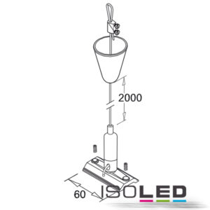 117606_2_iso Seilabhängung (1 Stk) für 3-Phasen Stromschiene Classic mit Gegenstück, Baldachin und Stahlseil 2m