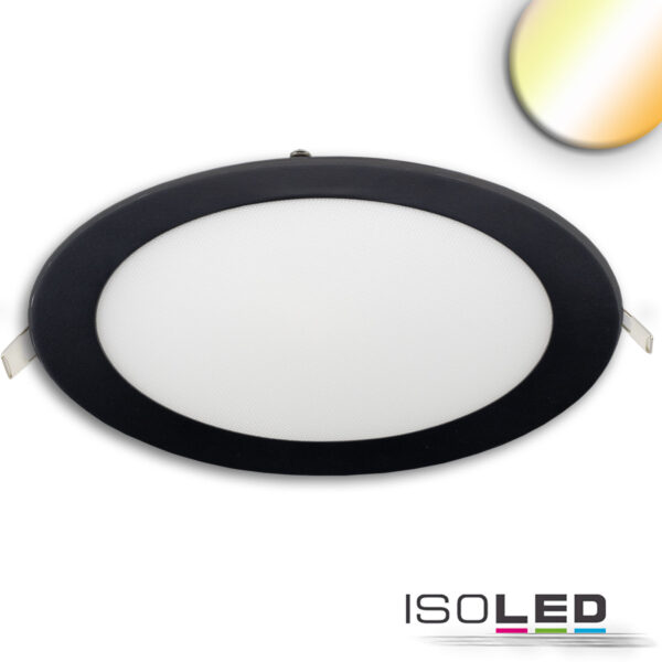 LED Downlight, 24W, rund ultraflach schwarz, 300mm, ColorSwitch 3000|3500|4000K, dimmbar