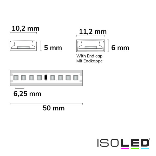 LED AQUA960 PU Linear Flexband, 24V DC, 12W, IP68, 6000K, 135 lm/W, 5m Rolle, 160 LED/m