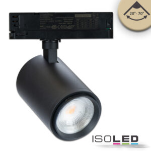 3-Phasen Schienen-Strahler fokussierbar, 34W, 20°-70°, schwarz matt, Fruit 3000K