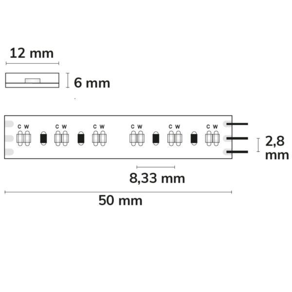 LED CRI923/950 CCT Flexband, 24V DC, 10W ww | 10W kw, IP68, 5m Rolle, 240 LED/m
