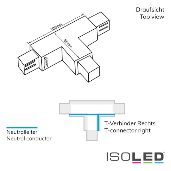 3-Phasen S1 T-Verbinder N-Leiter rechts, Schutzleiter links, weiß