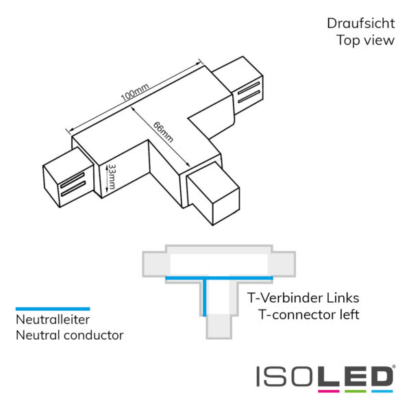 3-Phasen S1 T-Verbinder N-Leiter links, Schutzleiter rechts, weiß