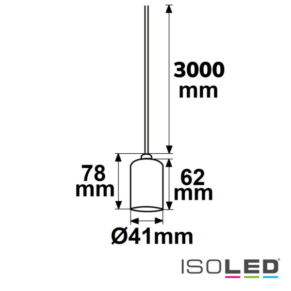 E27 Fassung schwarz mit schwarzem Kabel 300cm