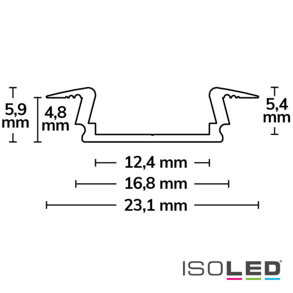 LED Einbauprofil DIVE12 FLAT Aluminium eloxiert, 200cm