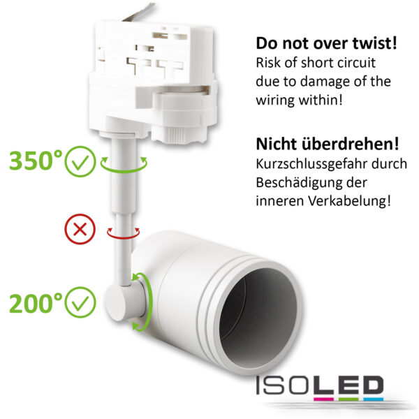 3-Phasen Schienen-Adapter für GU10-Spots, weiß
