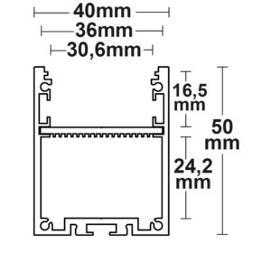 113813_skizze_11 LED Aufbauprofil LAMP30 V1 Aluminium weiß RAL 9003 200cm