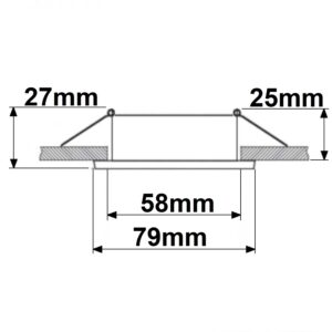 113128_skizze Einbaurahmen eckig, Loch 58mm, Alu schwarz, für GU10/MR16 Spots