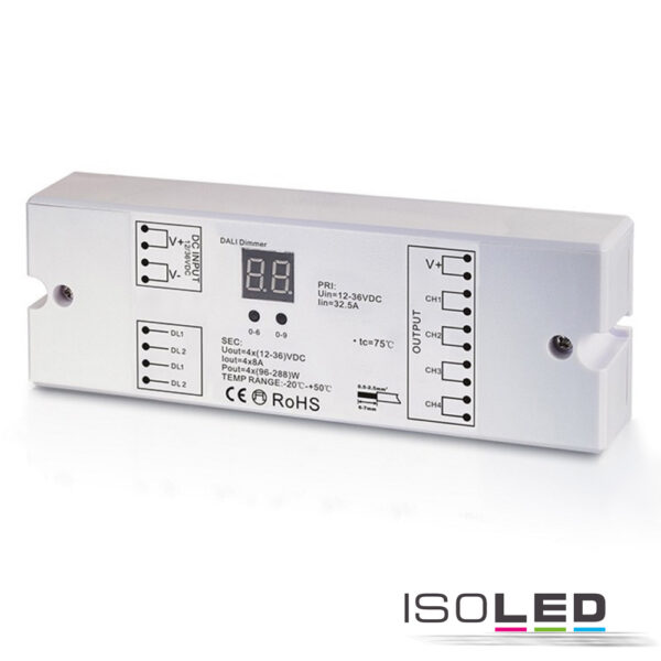DALI DT6 1 oder 4 Adressen PWM-Dimmer, 1 oder 4 Kanal, 12-36V 4x8A, 48V 4x4A