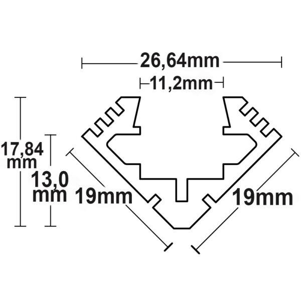 LED Montageprofil ECK10, eloxiert L: 200cm