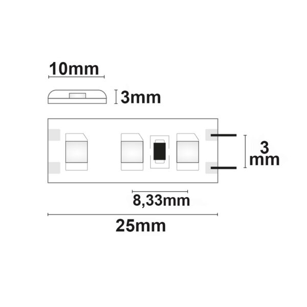 LED SIL830 Flexband, 12V DC, 9,6W, IP66, 3000K, 5m Rolle, 120 LED/m