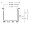LED Einbauprofil WING20 Miniflansch gerade, eloxiert L: 200cm