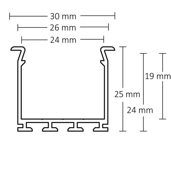 LED Einbauprofil WING20 Miniflansch gerade, eloxiert L: 200cm