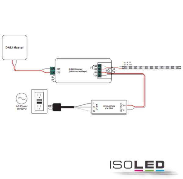 DALI 1 Adresse PWM-Dimmer 12-36V, 1 Kanal, 12-36V 8A, 48V 4A