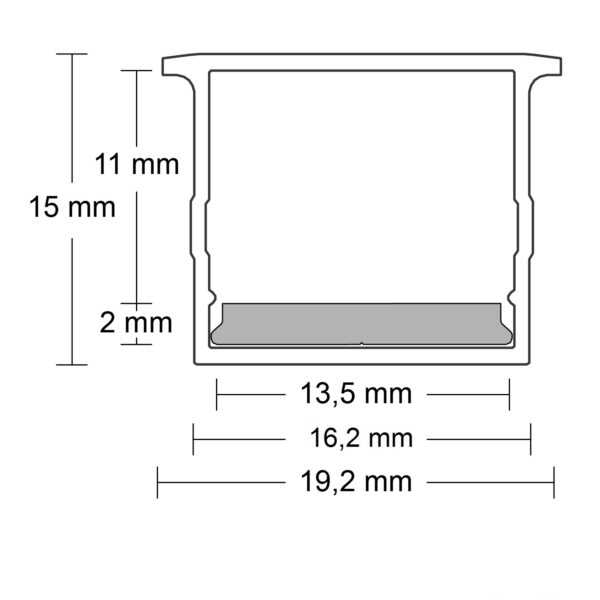 Abdeckung COVER21 opal/satiniert IP54 260cm für Profil SURF16