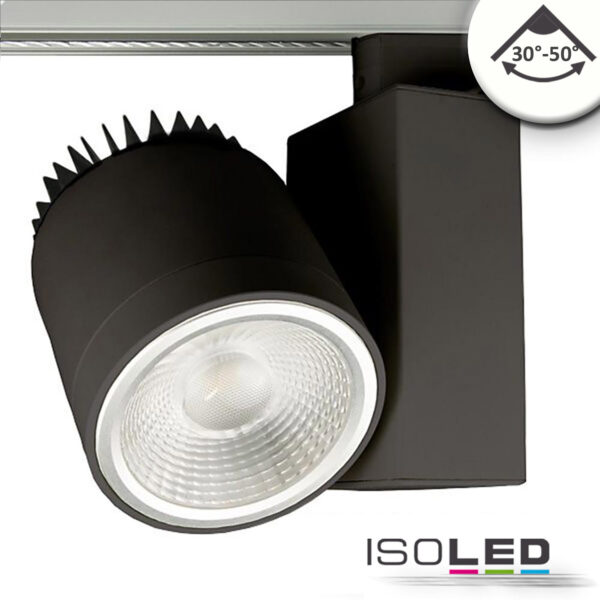 3-Phasen Schienen-Strahler fokussierbar, 30W, 30°-50°, schwarz matt, 4000K, dimmbar