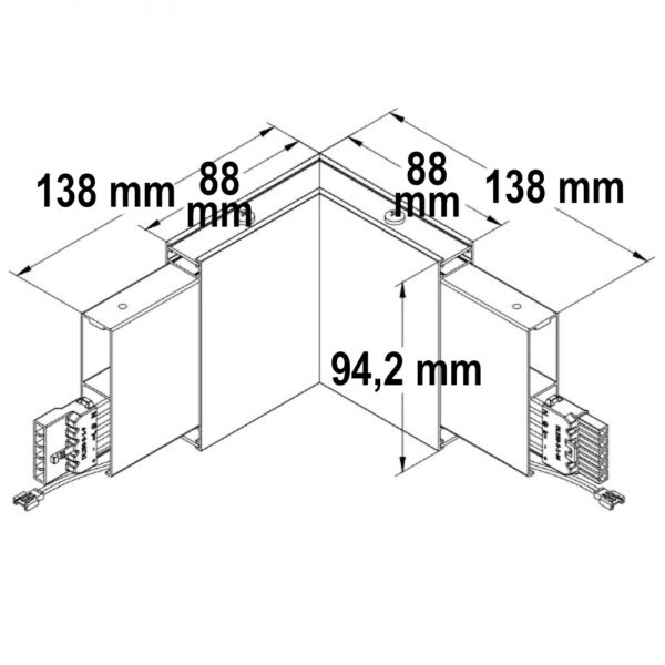 Eckverbinder 90° prismatisch für Hängeleuchte Linear Up&Down, 3W, schwarz, warmweiß