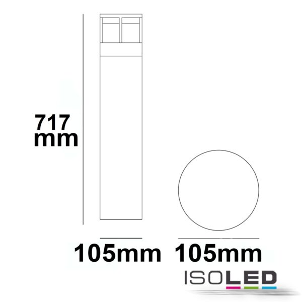 LED Wegeleuchte Poller-5, 70cm, 6W, sandschwarz, warmweiß