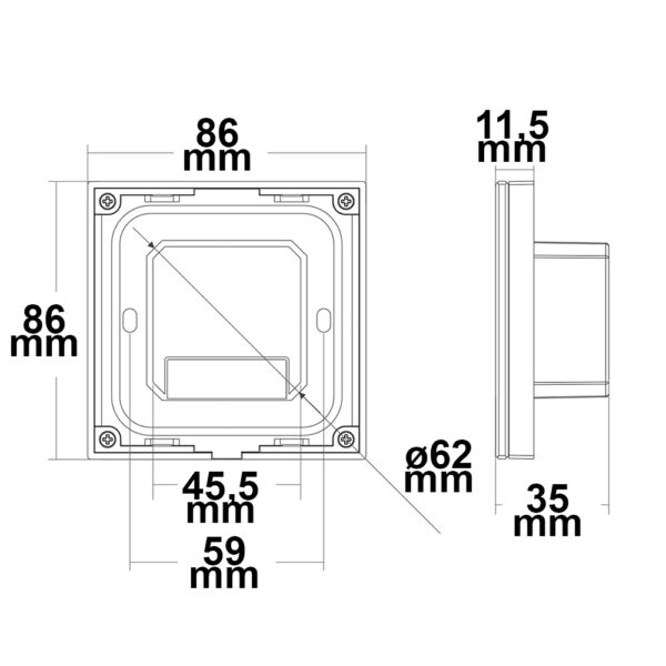 Sys-Pro 1 Zone Touch/Funk-Dimmer 230V schwarz, 360VA, Phasenan-/Abschnitt wählbar