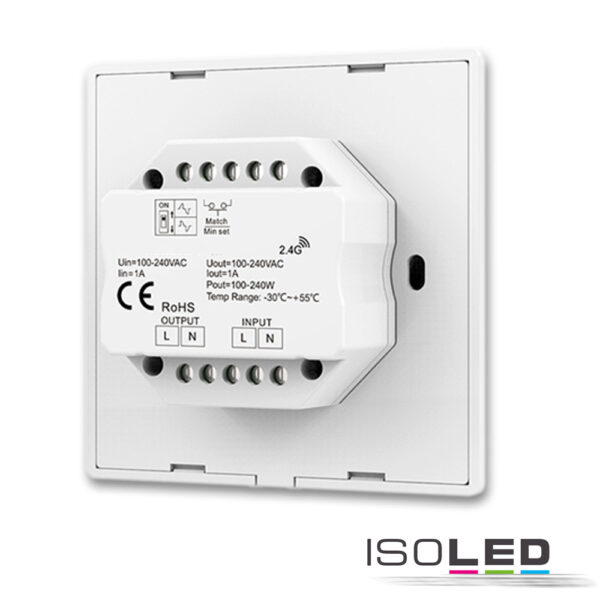 Sys-Pro 1 Zone Einbau-Drehknopf/Funk-Dimmer 230V, 360VA, Phasenan-/Abschnitt wählbar