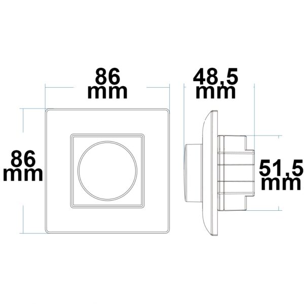 Sys-Pro 1 Zone Einbau-Drehknopf/Funk-Dimmer 230V, 360VA, Phasenan-/Abschnitt wählbar