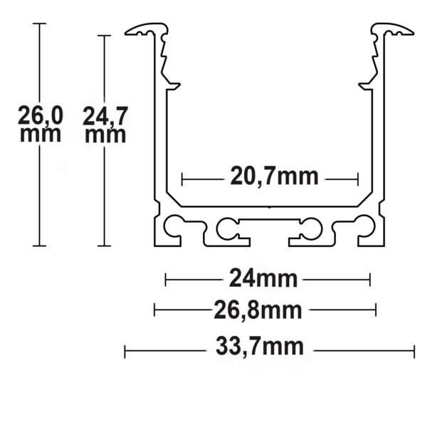 LED Einbauprofil DIVE24 Aluminium weiß RAL 9010, 200cm