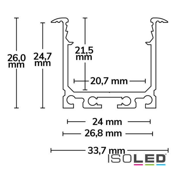 LED Einbauprofil DIVE24 Aluminium weiß RAL 9010, 200cm