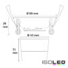 LED Einbaustrahler BACK60-68, alu glänzend, rund, 5W, CRI90, 2700K, rückversetzt, UGR<12, dimmbar