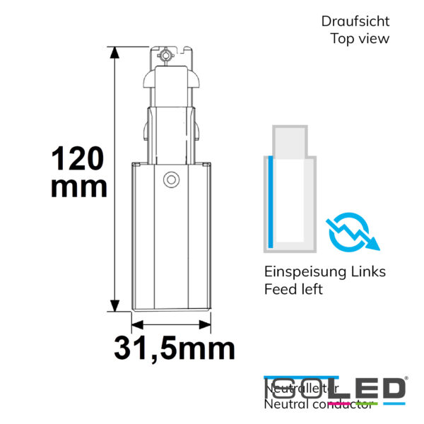 3-Phasen DALI Seiten-Einspeisung für Aufbauschiene, N-Leiter links, weiß