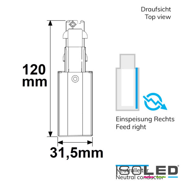 3-Phasen DALI Seiten-Einspeisung für Aufbauschiene, N-Leiter rechts, weiß